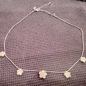 Lia Sophia "Wallflower" Silver Tone Flowered Accents w/Crystals Necklace